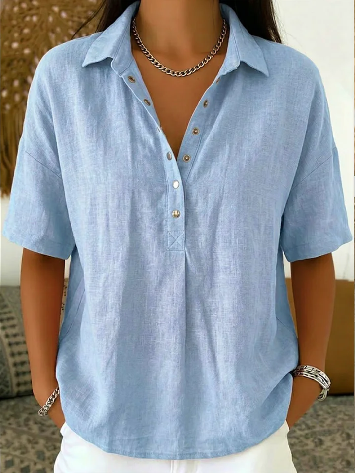 Elsera | Bluse mit Kragen und Knopfverzierung