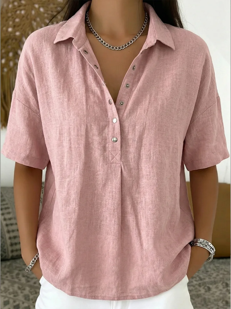 Elsera | Bluse mit Kragen und Knopfverzierung