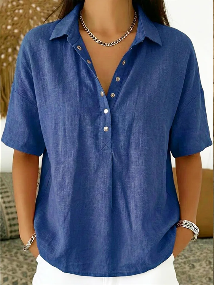 Elsera | Bluse mit Kragen und Knopfverzierung