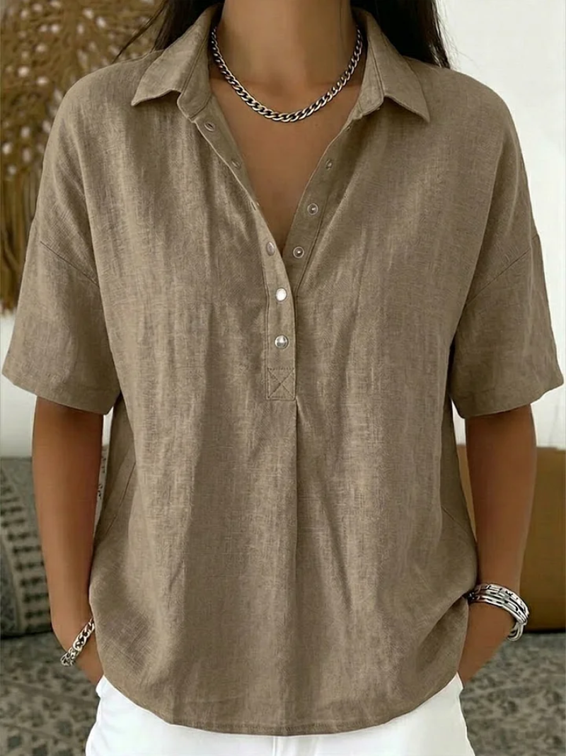 Elsera | Bluse mit Kragen und Knopfverzierung