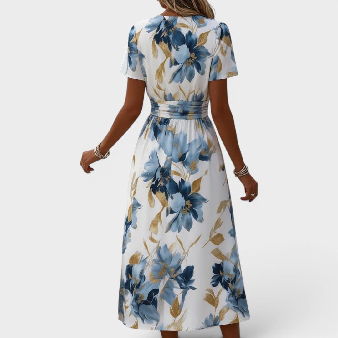 Elsera | Geblümtes Midikleid mit Bindeband an der Taille