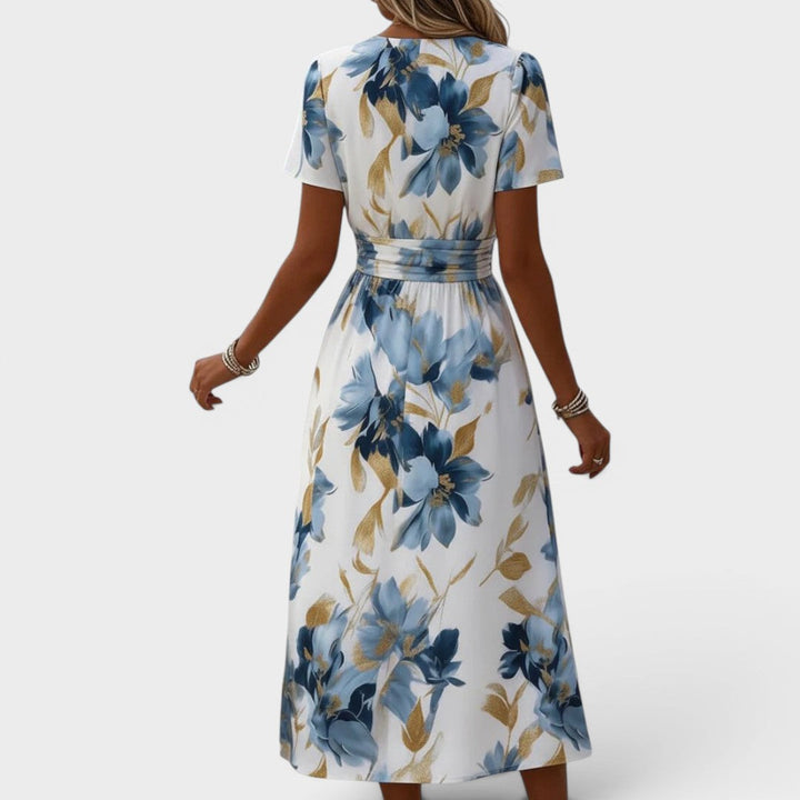 Elsera | Geblümtes Midikleid mit Bindeband an der Taille