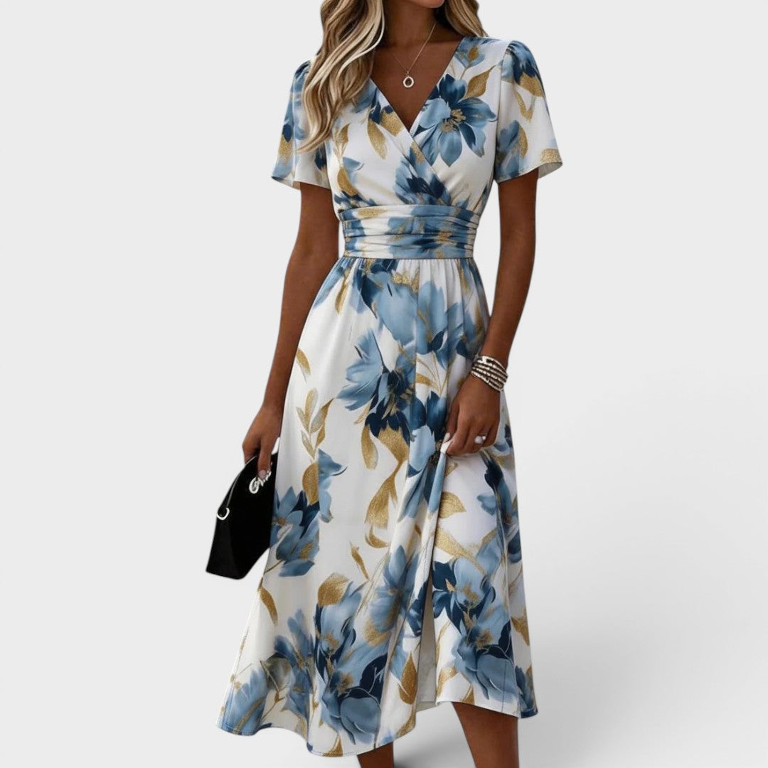 Elsera | Geblümtes Midikleid mit Bindeband an der Taille