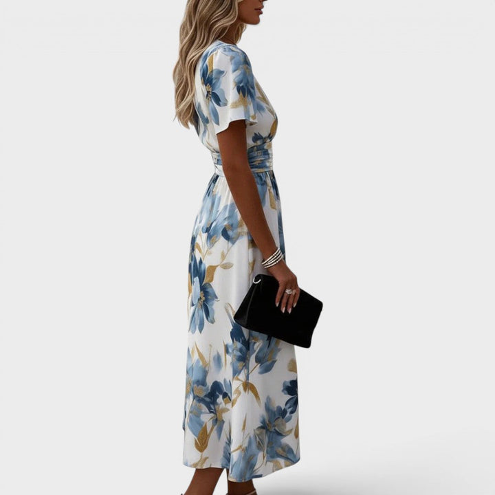 Elsera | Geblümtes Midikleid mit Bindeband an der Taille