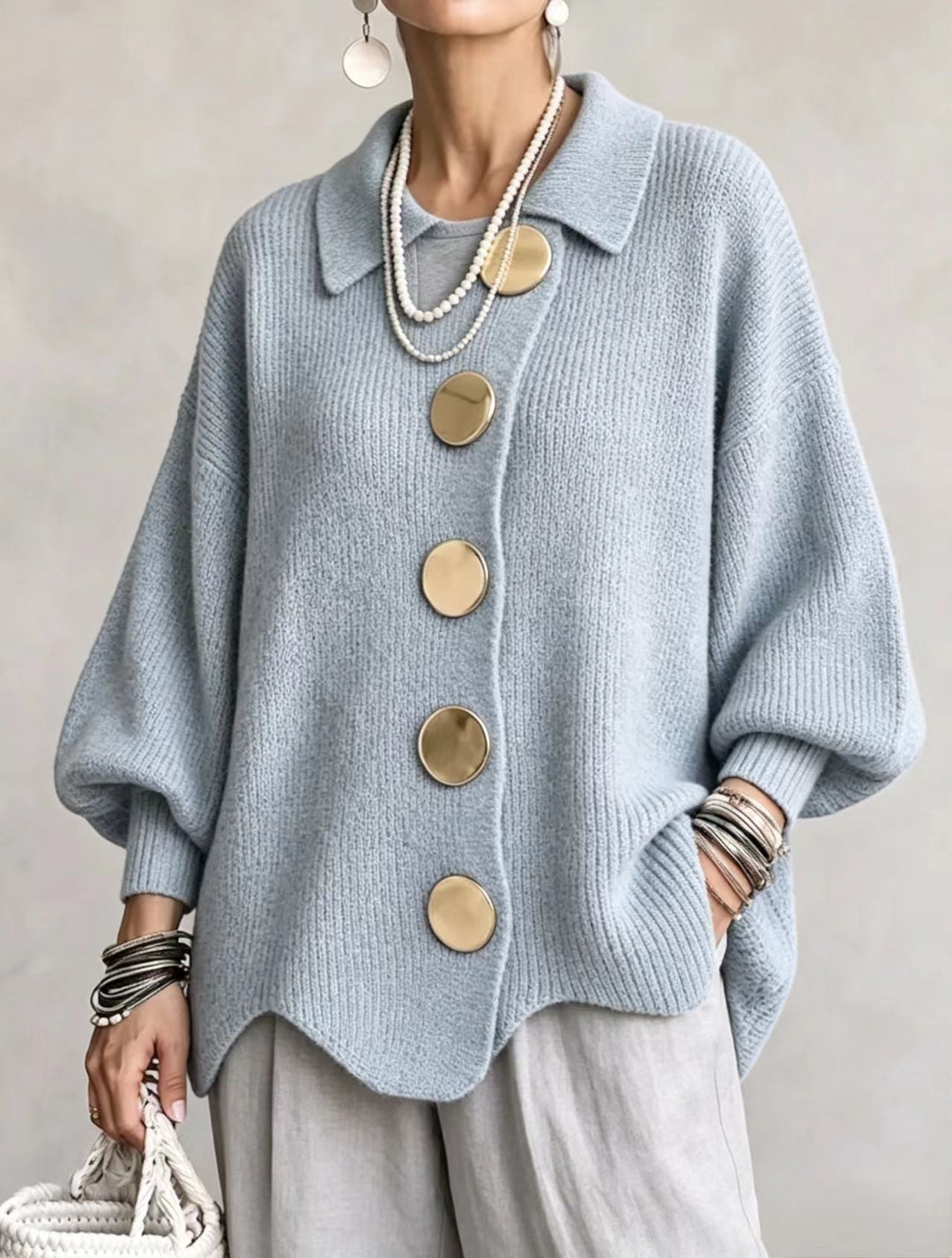 Gloria | Oversize-Cardigan mit großen Metallknöpfen