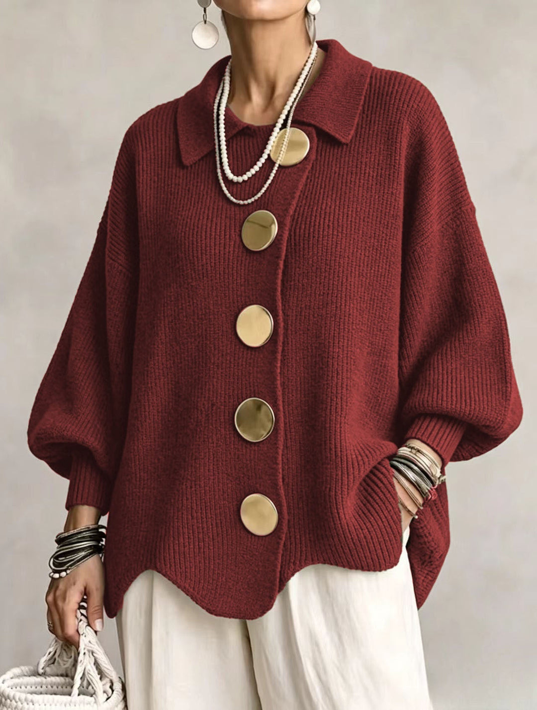 Gloria | Oversize-Cardigan mit großen Metallknöpfen