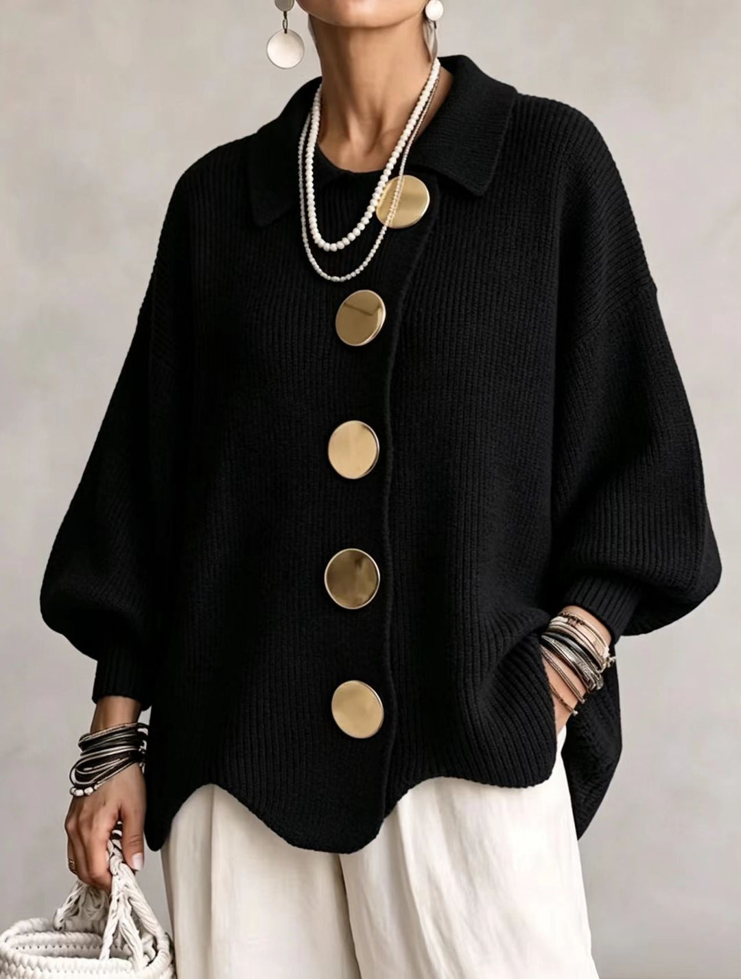 Gloria | Oversize-Cardigan mit großen Metallknöpfen