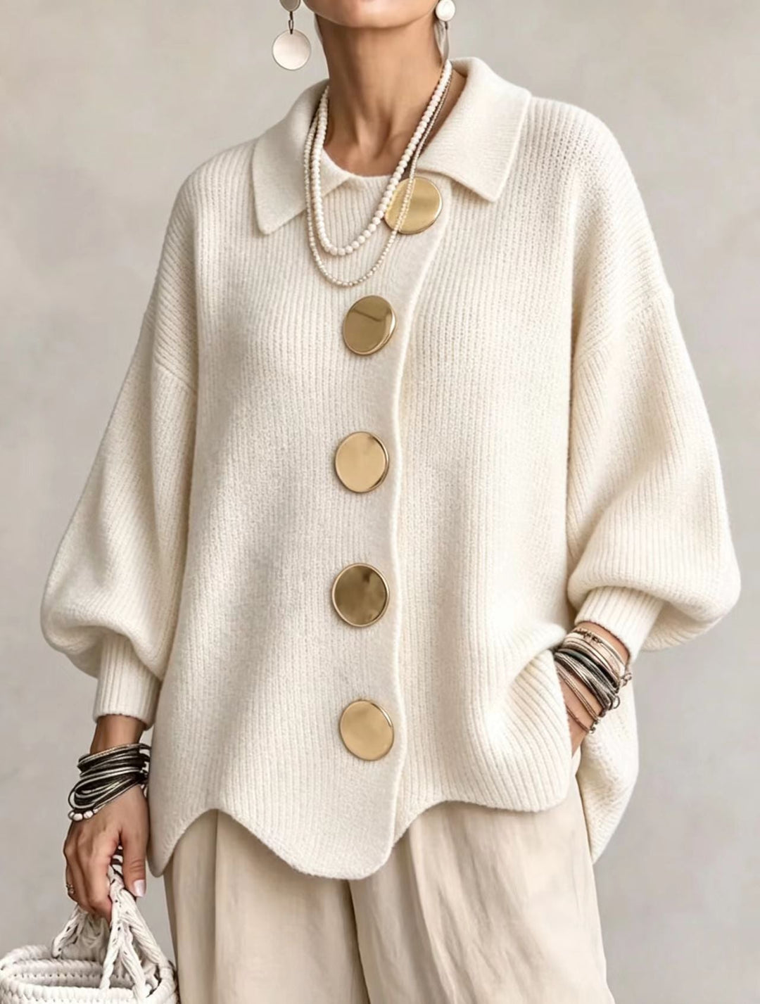 Gloria | Oversize-Cardigan mit großen Metallknöpfen