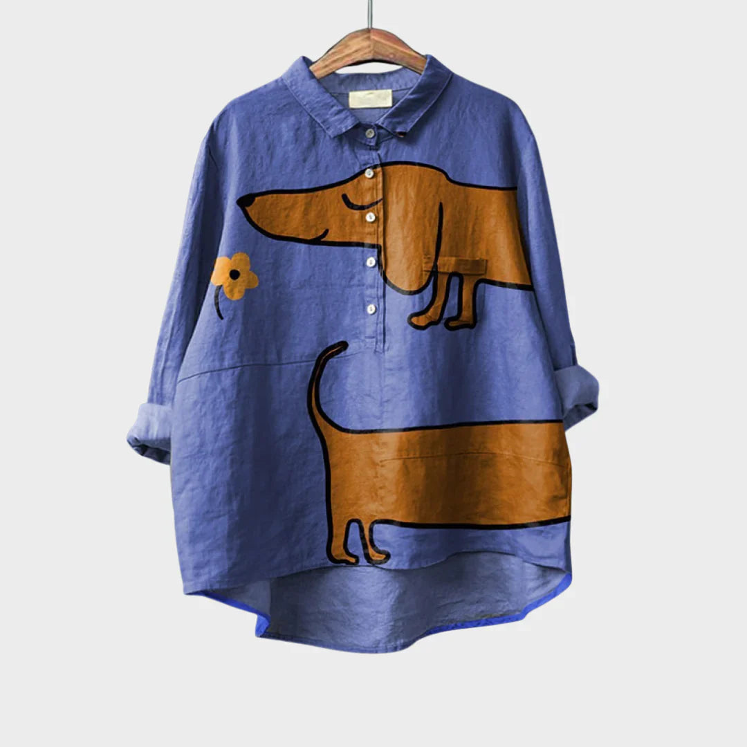 Statement-Bluse – lockere Passform mit kunstvollem Design