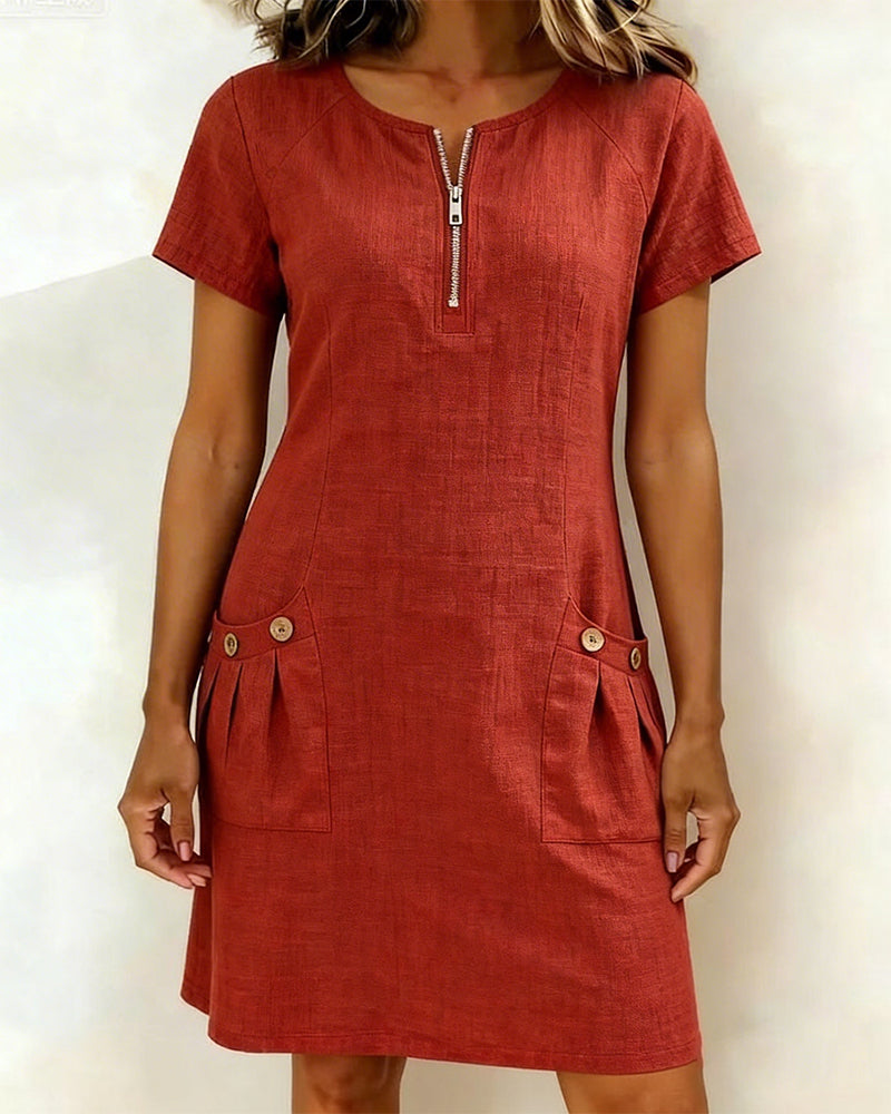 Elsera® | Baumwollkleid mit Reißverschluss