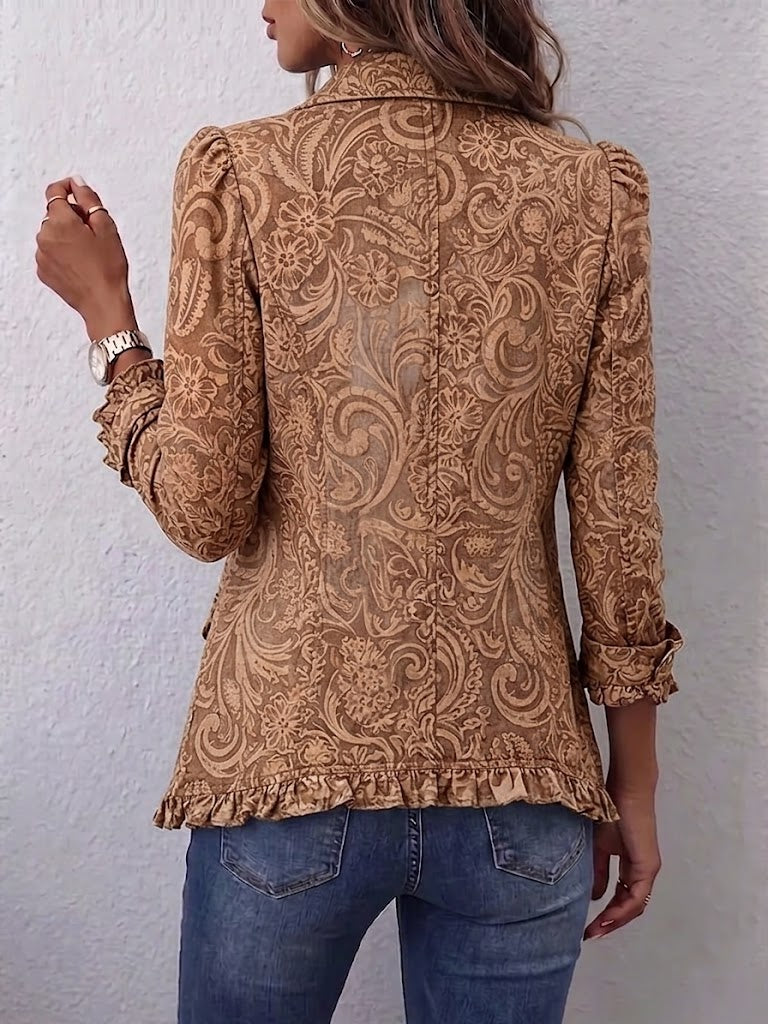 Katell | Vintage-Blumenmuster-Weste mit Rüschen
