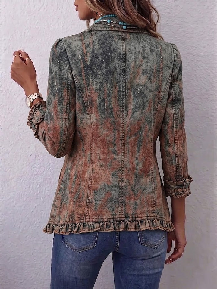Odette | Texturierte, abgestufte Jacke mit Volants