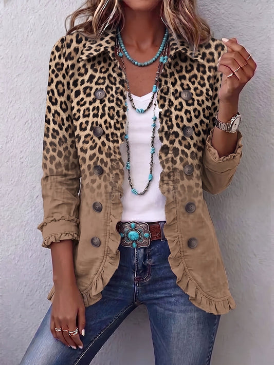 Adrienne | Leopard-Gradient-Jacke mit Volants