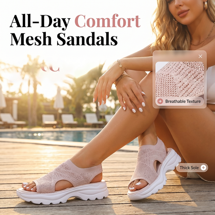 Bequeme Plateau-Sandalen mit Strickdesign