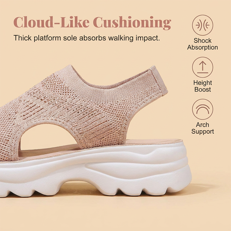 Bequeme Plateau-Sandalen mit Strickdesign