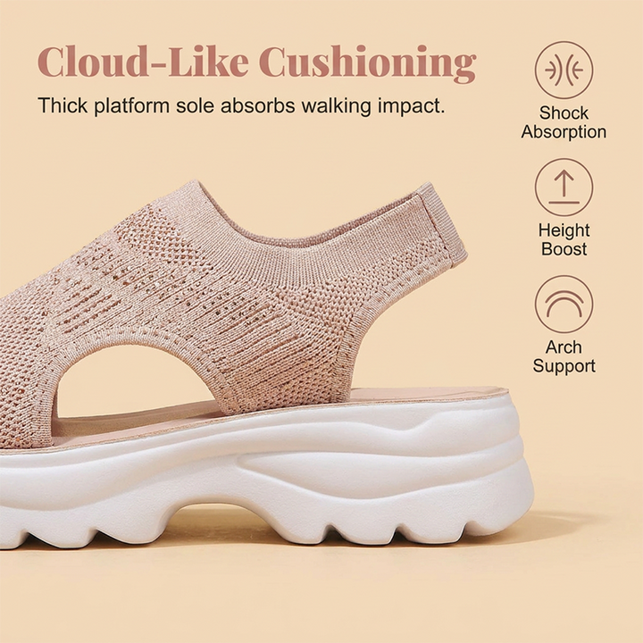 Bequeme Plateau-Sandalen mit Strickdesign