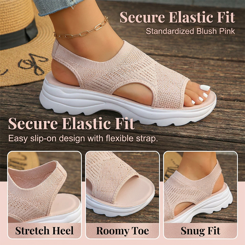 Bequeme Plateau-Sandalen mit Strickdesign